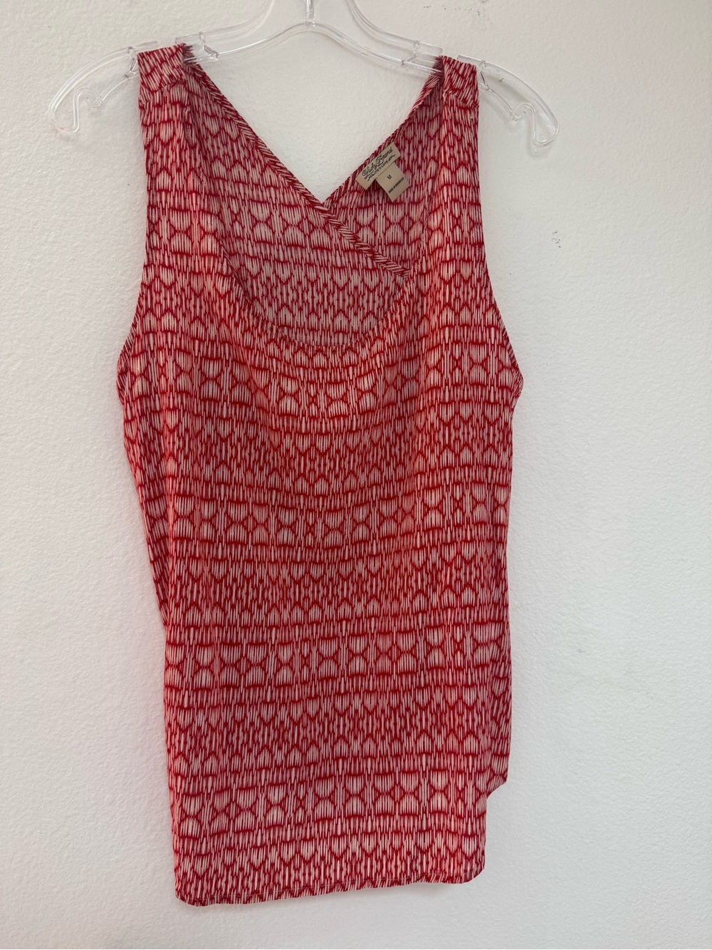 Lucky Brand Red Patterned V-Neck Tank